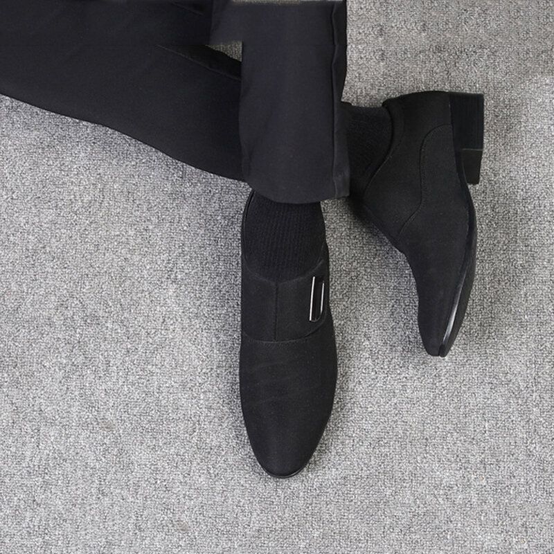 Hommes Toile Respirant Non Slip Pointy Toe Brief Slip On Casual Business Shoes