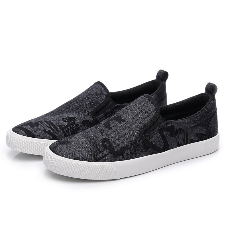 Hommes Toile Respirant Slip On Confortable Casual Court Chaussures Plates