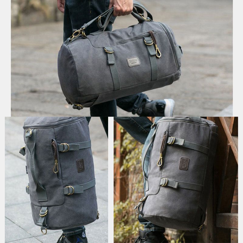 Hommes Toile Voyage Sac À Dos Multi-fonction Avec Charge Usb Sac À Main Sac À Bandoulière Sac À Bandoulière