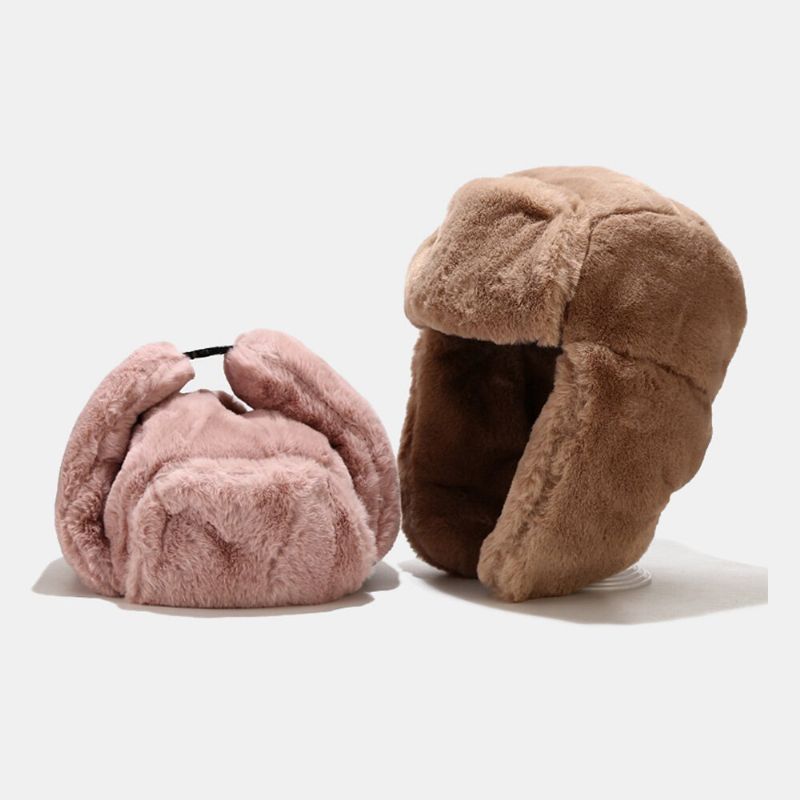 Hommes Trappeur Chapeau Fausse Fourrure De Lapin Oreille Protection Oreillette Hiver Chaud Froid Protection Ushanka Chapeau Pour Les Femmes