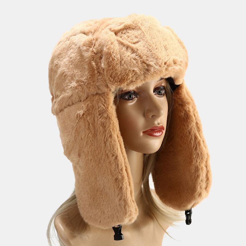 Hommes Trappeur Chapeau Fausse Fourrure De Lapin Oreille Protection Oreillette Hiver Chaud Froid Protection Ushanka Chapeau Pour Les Femmes