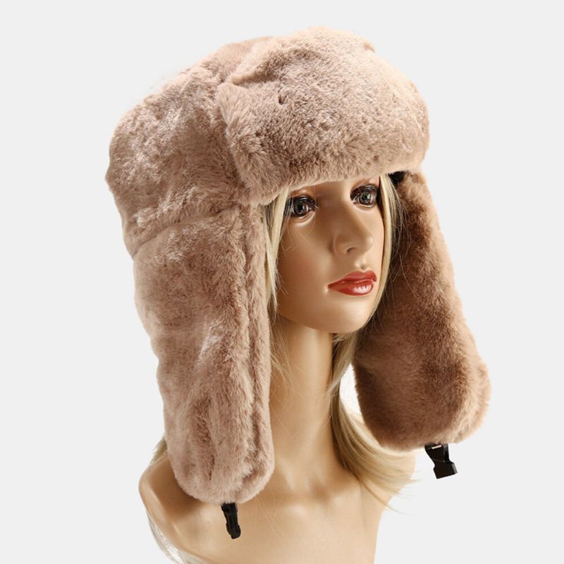 Hommes Trappeur Chapeau Fausse Fourrure De Lapin Oreille Protection Oreillette Hiver Chaud Froid Protection Ushanka Chapeau Pour Les Femmes