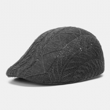 Hommes Tricoté Couleur Unie Rayures Mal Alignées Motif Torsadé Jacquard Décontracté Chaleur Béret Casquette Plate