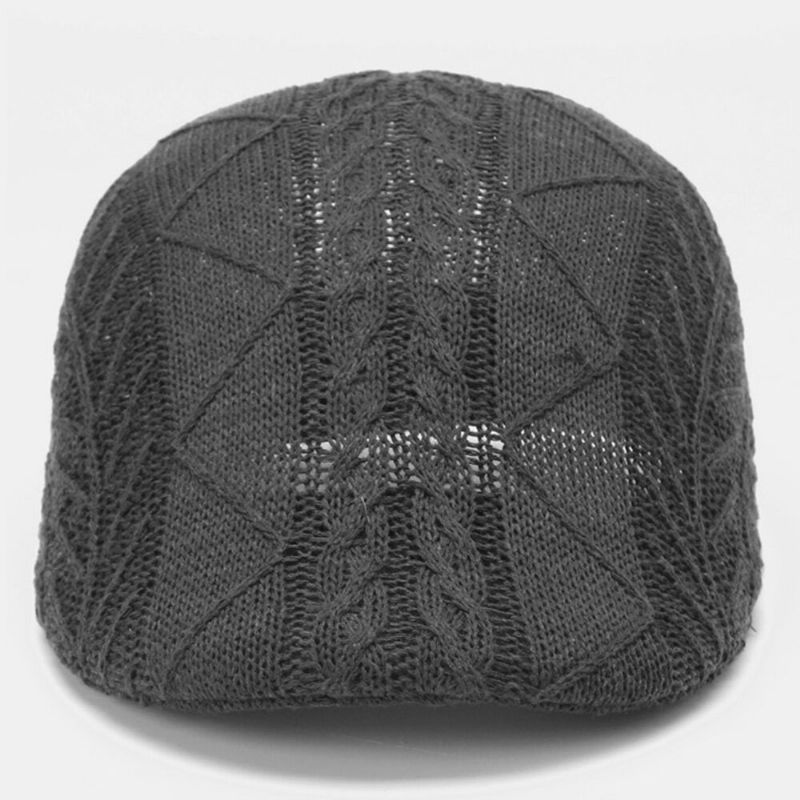 Hommes Tricoté Couleur Unie Rayures Mal Alignées Motif Torsadé Jacquard Décontracté Chaleur Béret Casquette Plate