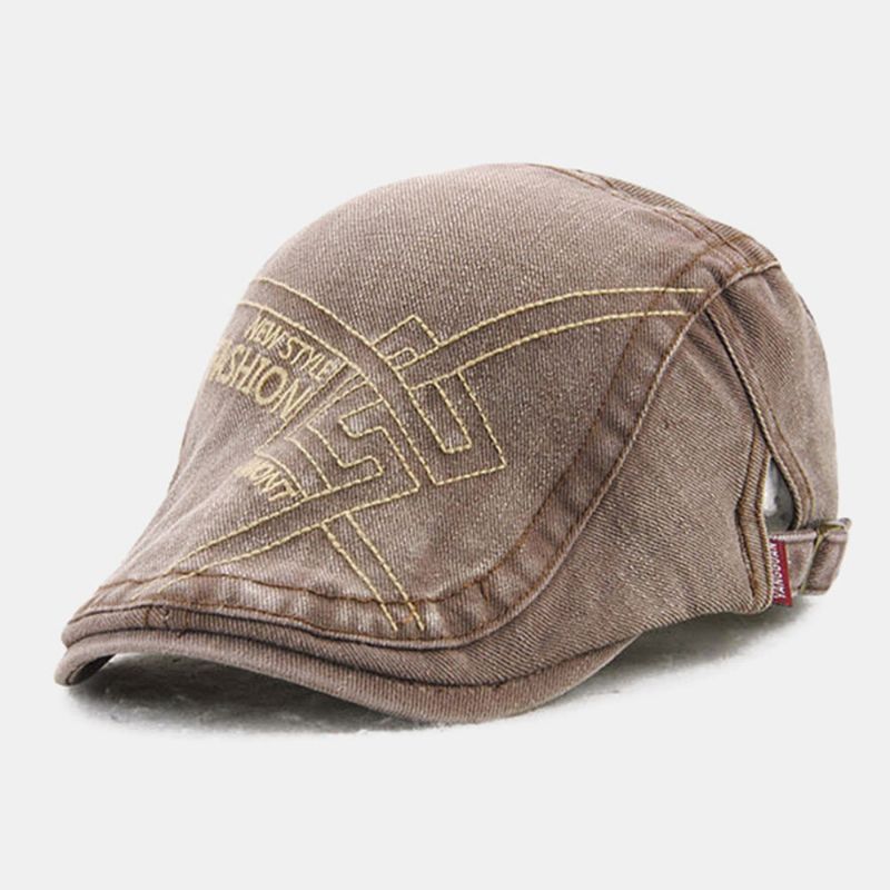 Hommes En Trois Dimensions Lettre Broderie Suture Béret Casquette Décontracté Réglable Écran Solaire Casquette Plate Peintre Chapeau