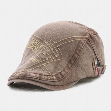 Hommes En Trois Dimensions Lettre Broderie Suture Béret Casquette Décontracté Réglable Écran Solaire Casquette Plate Peintre Chapeau