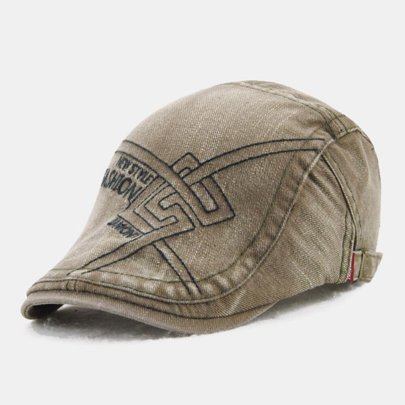 Hommes En Trois Dimensions Lettre Broderie Suture Béret Casquette Décontracté Réglable Écran Solaire Casquette Plate Peintre Chapeau