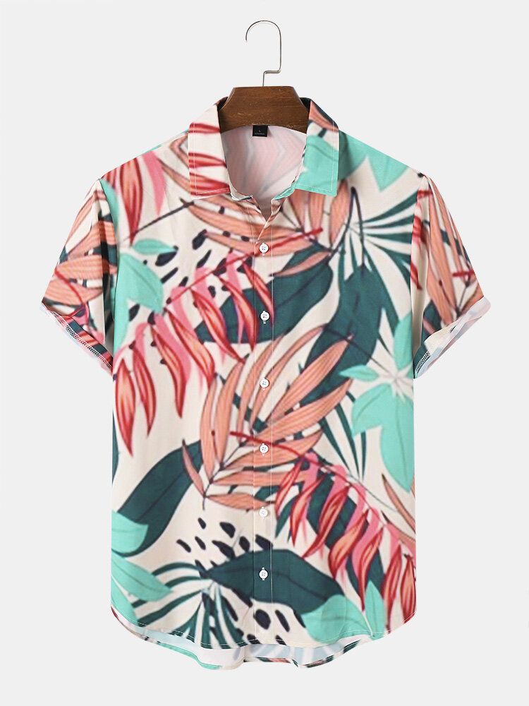 Hommes Tropical Leaves Graphic Soft Chemises Assorties Pour La Peau