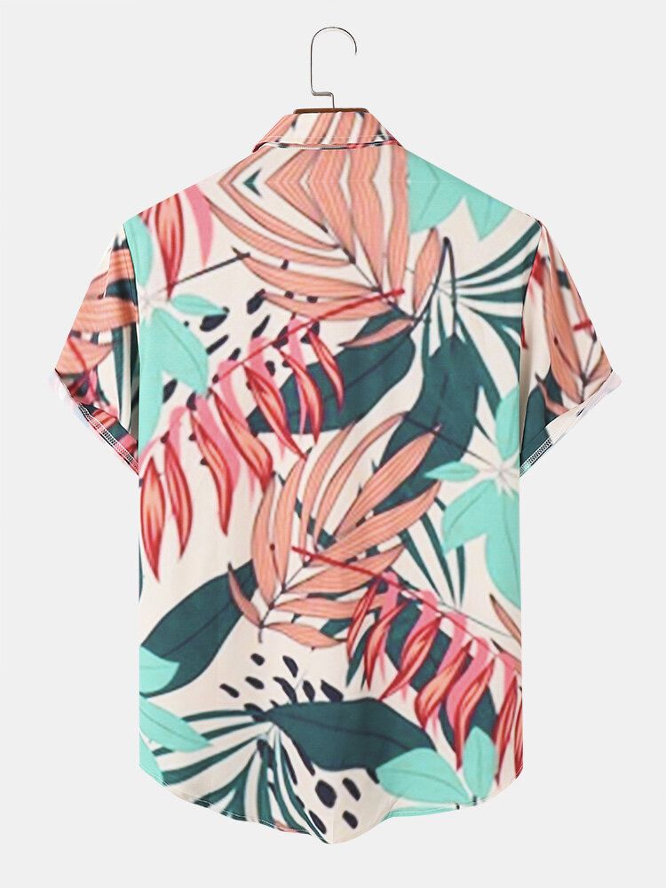 Hommes Tropical Leaves Graphic Soft Chemises Assorties Pour La Peau