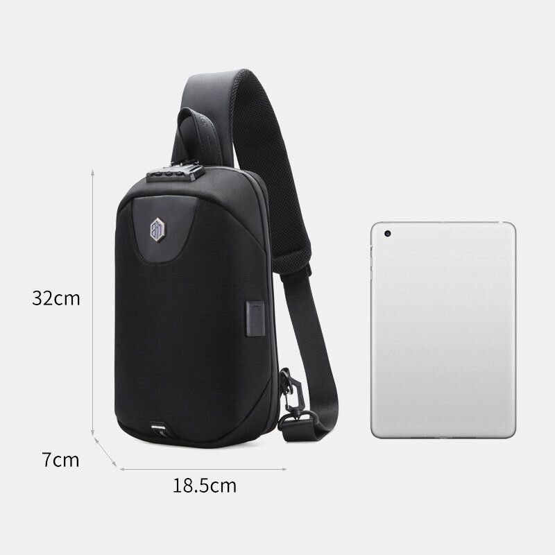 Hommes Usb Charge Anti-vol Code Serrure Poitrine Sac Multi-fonction Grande Capacité Voyage En Plein Air Sac À Bandoulière