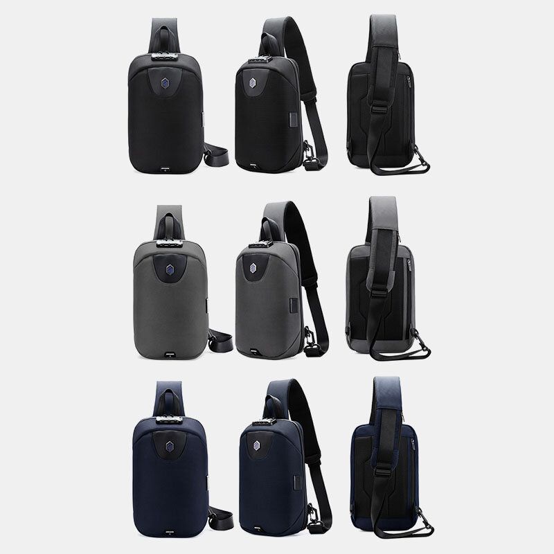 Hommes Usb Charge Anti-vol Code Serrure Poitrine Sac Multi-fonction Grande Capacité Voyage En Plein Air Sac À Bandoulière