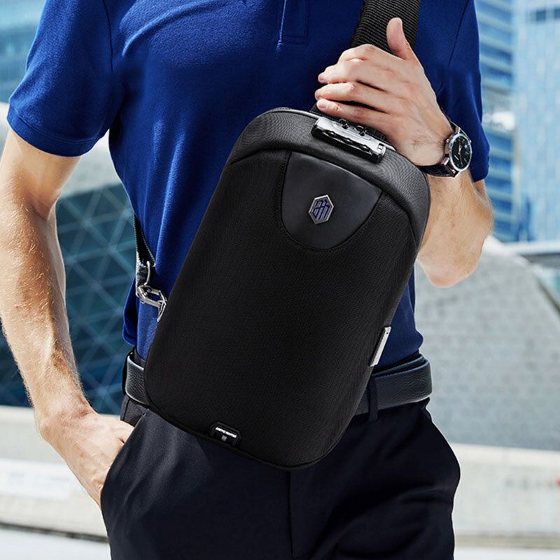 Hommes Usb Charge Anti-vol Code Serrure Poitrine Sac Multi-fonction Grande Capacité Voyage En Plein Air Sac À Bandoulière