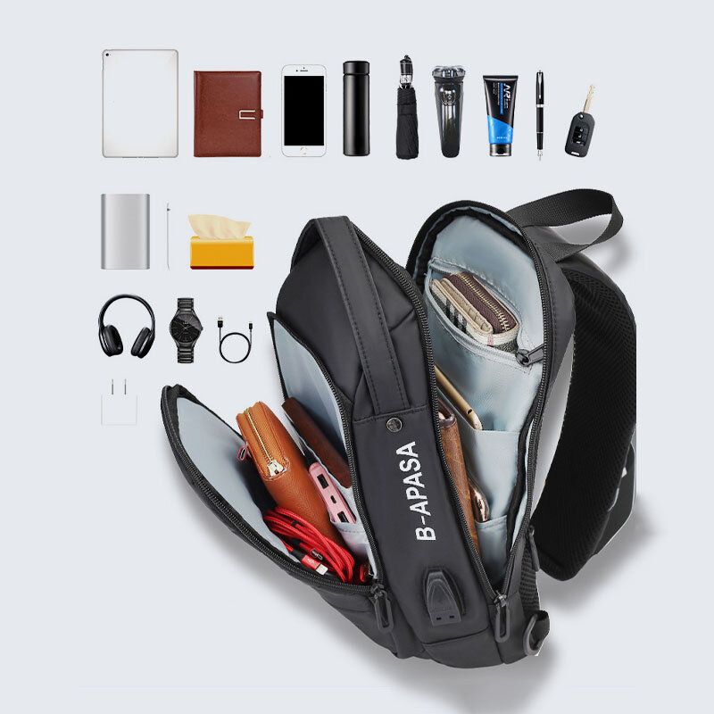 Hommes Usb Charge Étanche Grande Capacité Casual Poitrine Sac À Bandoulière Sac Bandoulière Sac