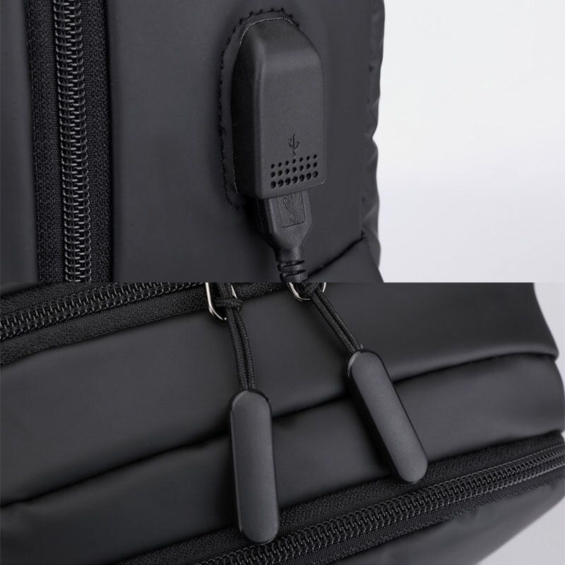 Hommes Usb Charge Extérieure Nylon Voyage Étanche Grande Capacité 13 Pouces Sacoche Pour Ordinateur Portable Sac De Voyage Sac À Dos