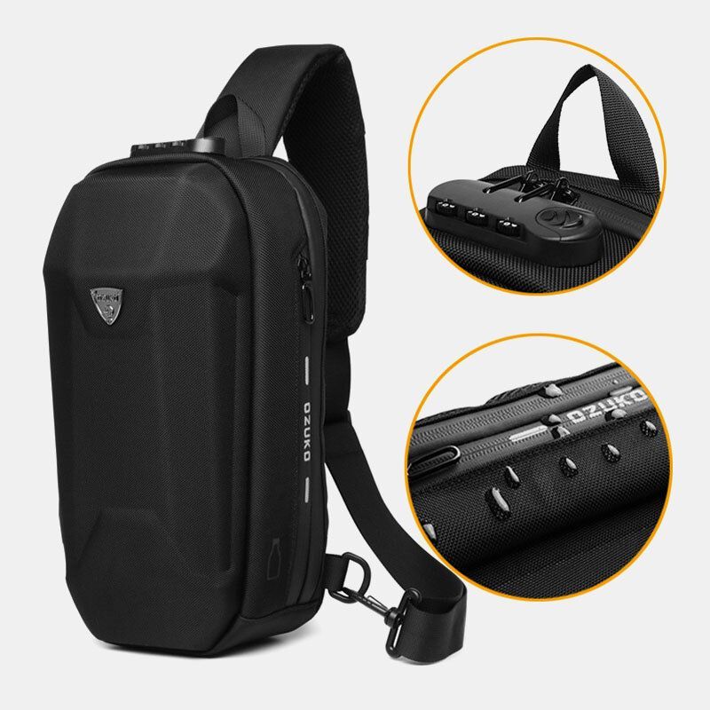 Hommes Usb Charge Multi-poches Anti-vol Étanche En Plein Air Bandoulière Sac Poitrine Sac Sling Bag