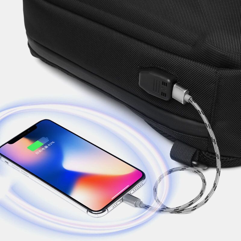 Hommes Usb Charge Multi-poches Anti-vol Étanche En Plein Air Bandoulière Sac Poitrine Sac Sling Bag