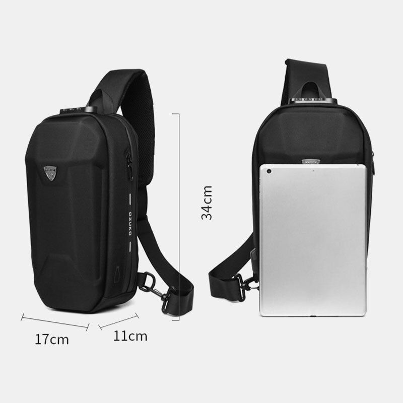 Hommes Usb Charge Multi-poches Anti-vol Étanche En Plein Air Bandoulière Sac Poitrine Sac Sling Bag