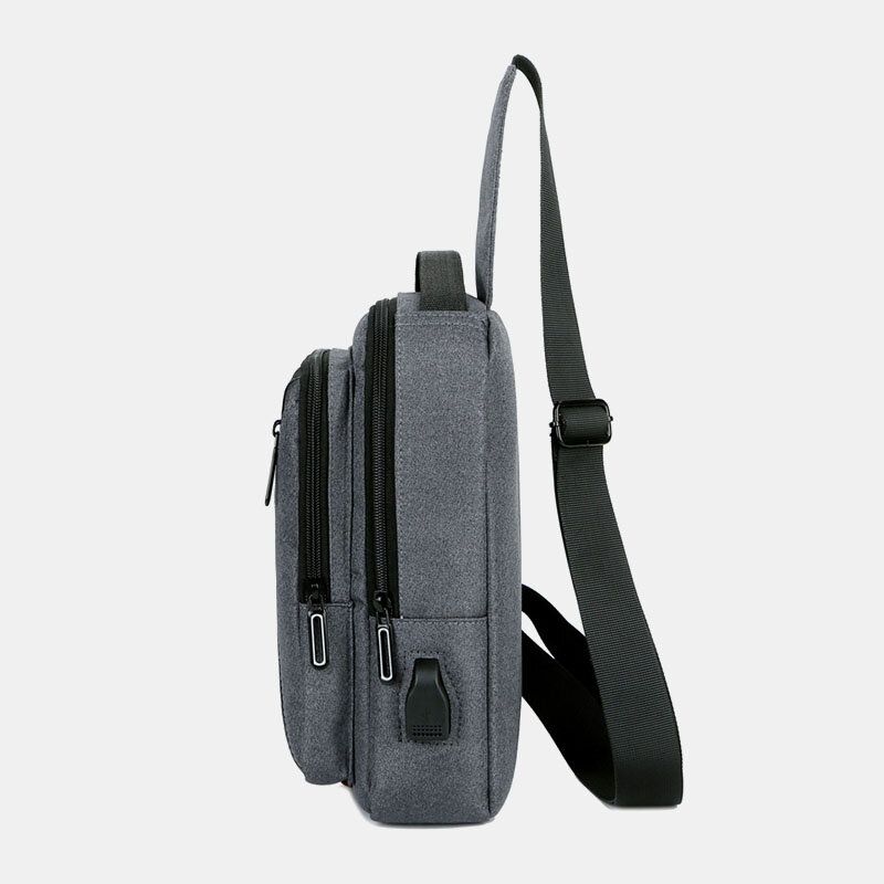 Hommes Usb Charge Multi-poches Poitrine Sac Oxford Antidérapant Résistant À L'usure Étanche Décontracté Sac À Bandoulière Sacs À Bandoulière