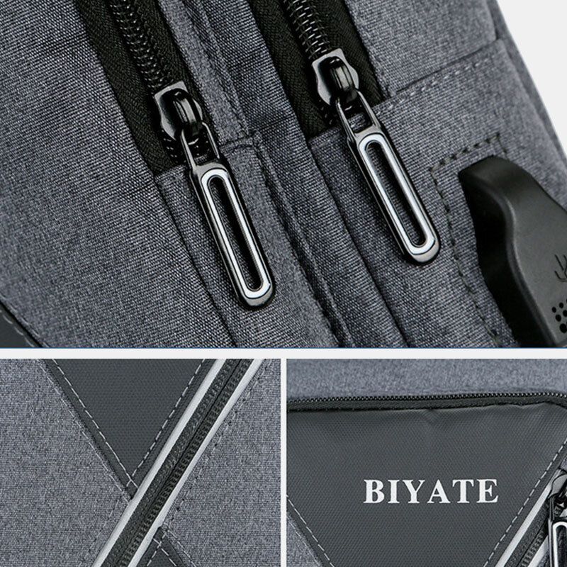 Hommes Usb Charge Multi-poches Poitrine Sac Oxford Antidérapant Résistant À L'usure Étanche Décontracté Sac À Bandoulière Sacs À Bandoulière