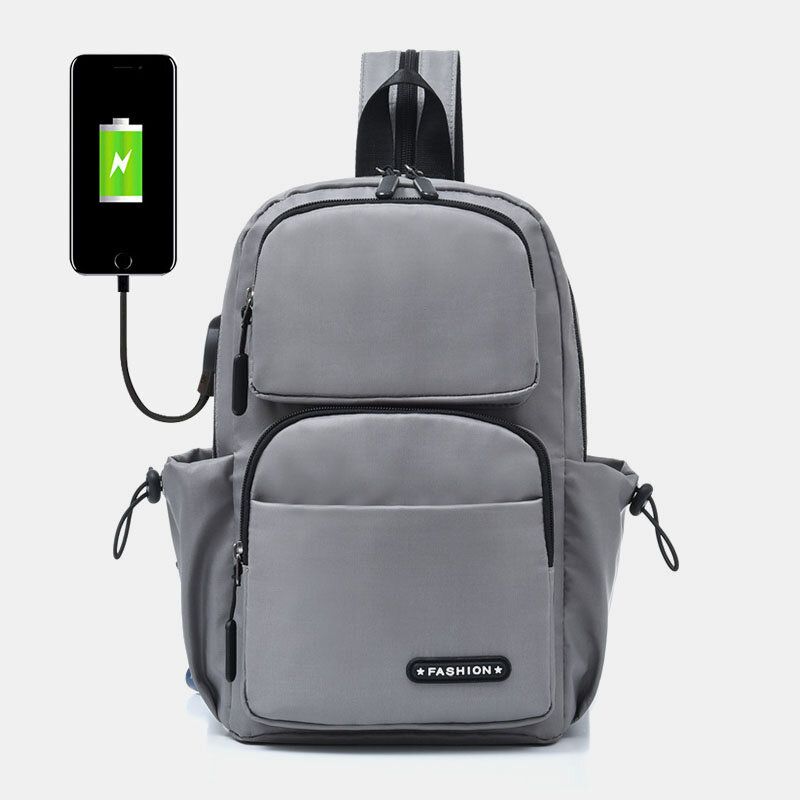 Hommes Usb Charge Multi-porter Multi-couches Étanche Sac À Bandoulière Poitrine Sac Sling Sac À Dos