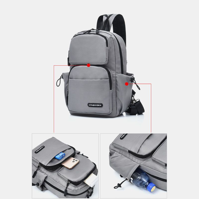 Hommes Usb Charge Multi-porter Multi-couches Étanche Sac À Bandoulière Poitrine Sac Sling Sac À Dos