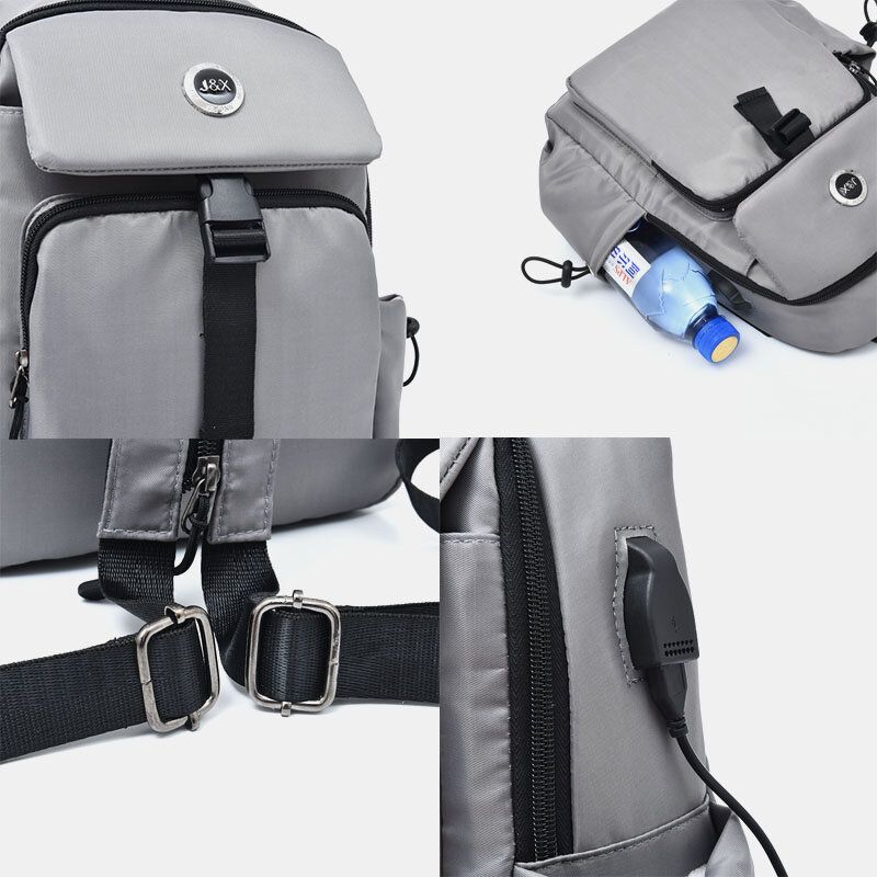 Hommes Usb Charge Multi-porter Multi-couches Étanche Sac À Bandoulière Poitrine Sac Sling Sac À Dos