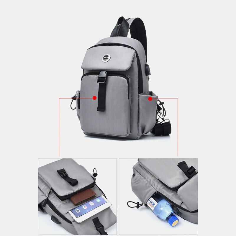 Hommes Usb Charge Multi-porter Multi-couches Étanche Sac À Bandoulière Poitrine Sac Sling Sac À Dos