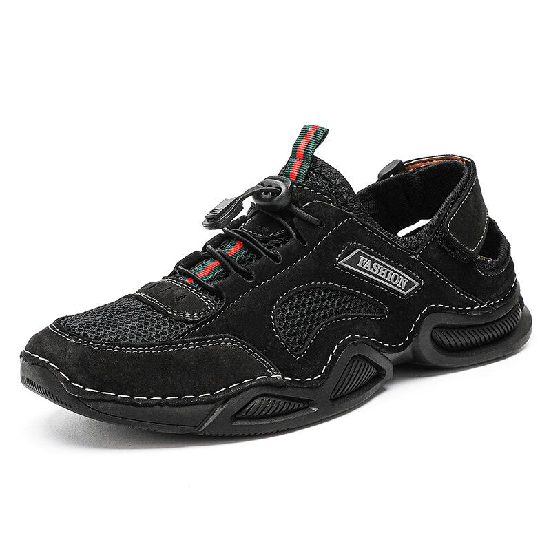 Hommes Vachette Mesh Respirant Antidérapant Doux Bande Élastique Casual Chaussures De Sport