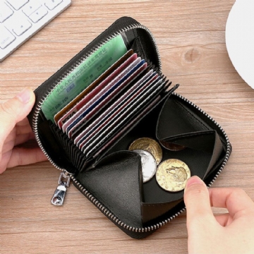 Hommes Vachette Rfid Anti-magnétique Mini Zipper Card Case Coin Purse Wallets