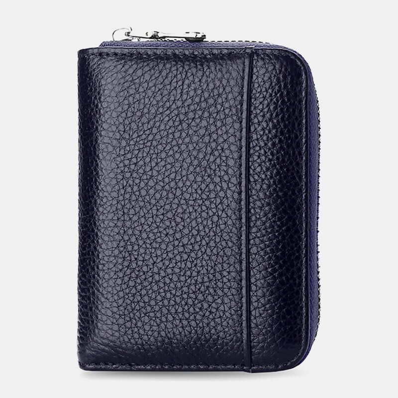 Hommes Vachette Rfid Anti-magnétique Mini Zipper Card Case Coin Purse Wallets