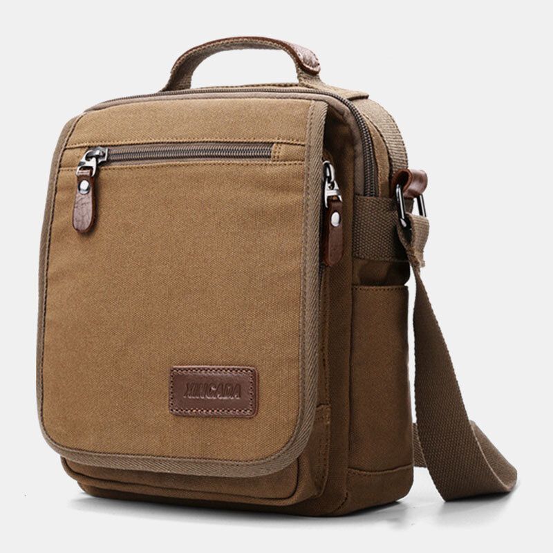 Hommes Vintage Canvas Multifonction Ventilation Crossbody Bag Business Sac À Bandoulière