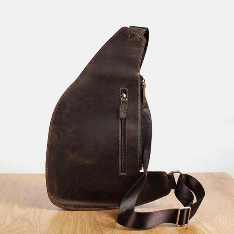 Hommes Vintage Couture Détail Bouton Magnétique Poche Multifonction Poitrine Sac Dos Anti-vol Fermeture Éclair Poche Bandoulière Sacs Sac À Bandoulière