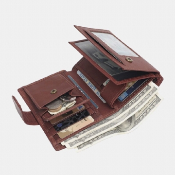 Hommes Vintage En Cuir Véritable Multi-slots Rfid Grande Capacité Décontracté Portefeuille Sac À Main