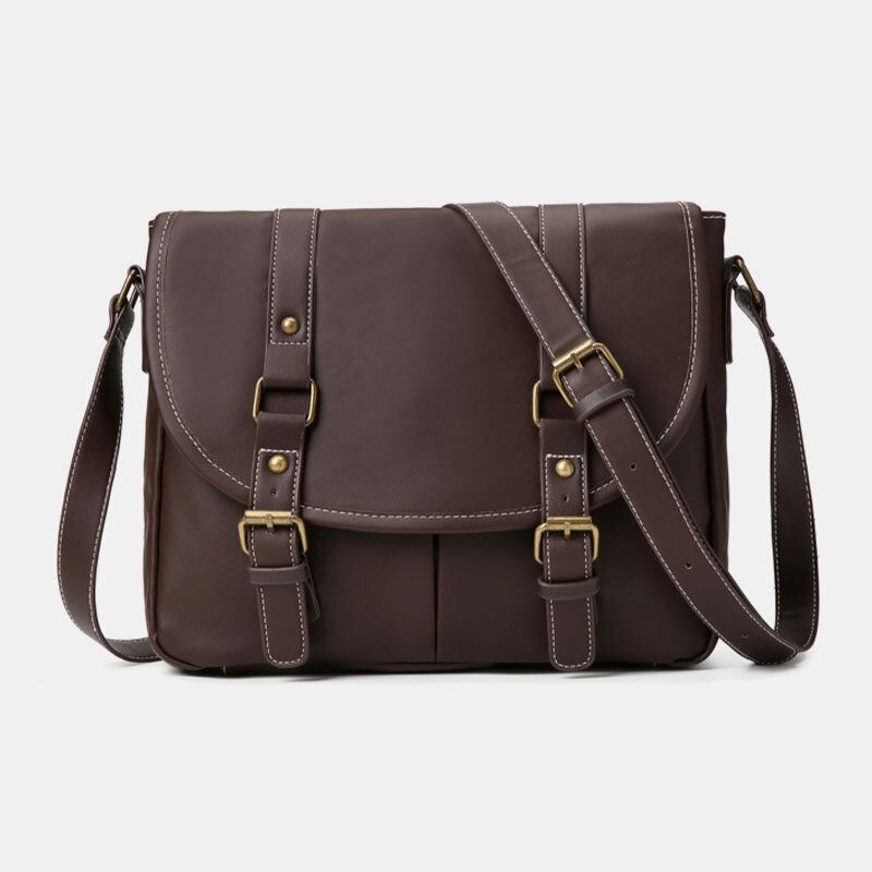 Hommes Vintage Grande Capacité Multi-poches En Cuir Pu Professeur Sac Bandoulière Sac Bref Sac À Bandoulière