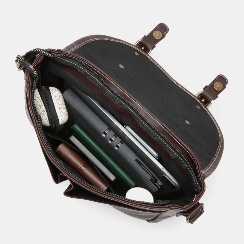 Hommes Vintage Grande Capacité Multi-poches En Cuir Pu Professeur Sac Bandoulière Sac Bref Sac À Bandoulière