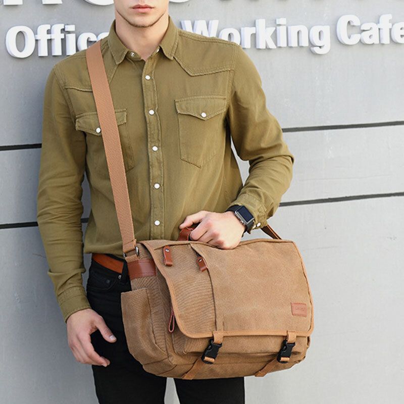 Hommes Vintage Grande Capacité Toile Imperméable Casual Sac À Bandoulière Sac À Bandoulière Sac De Voyage