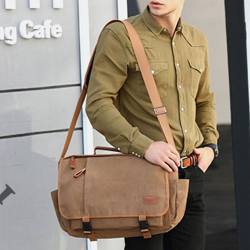 Hommes Vintage Grande Capacité Toile Imperméable Casual Sac À Bandoulière Sac À Bandoulière Sac De Voyage