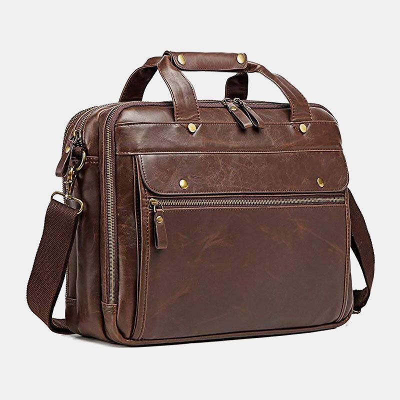 Hommes Vintage Multi-poches Messenger Bag Sac À Main Crossbody Bag For Business