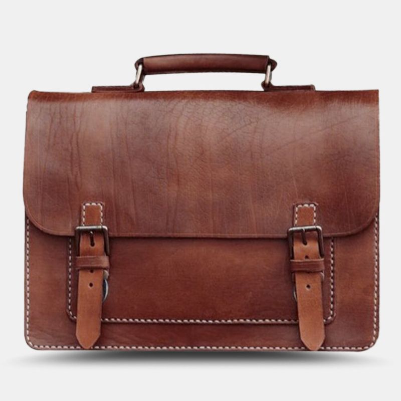 Hommes Vintage Multifonction 14 Pouces Pochette D'ordinateur Grande Capacité Sac À Dos Étanche Sac À Bandoulière Sac À Bandoulière