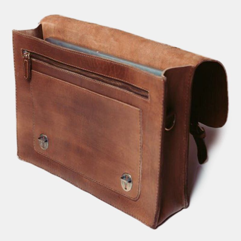 Hommes Vintage Multifonction 14 Pouces Pochette D'ordinateur Grande Capacité Sac À Dos Étanche Sac À Bandoulière Sac À Bandoulière