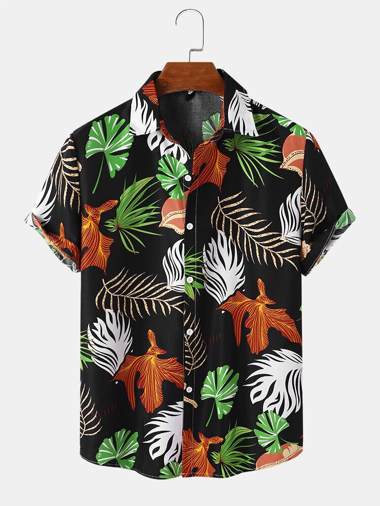 Hommes Vintage Tropical Leaf Multi Color All Matched Short Sleeve Casual Shirts