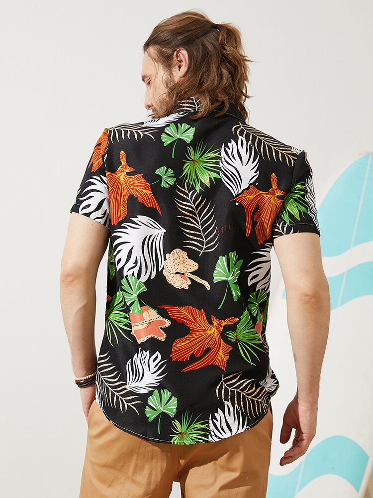 Hommes Vintage Tropical Leaf Multi Color All Matched Short Sleeve Casual Shirts