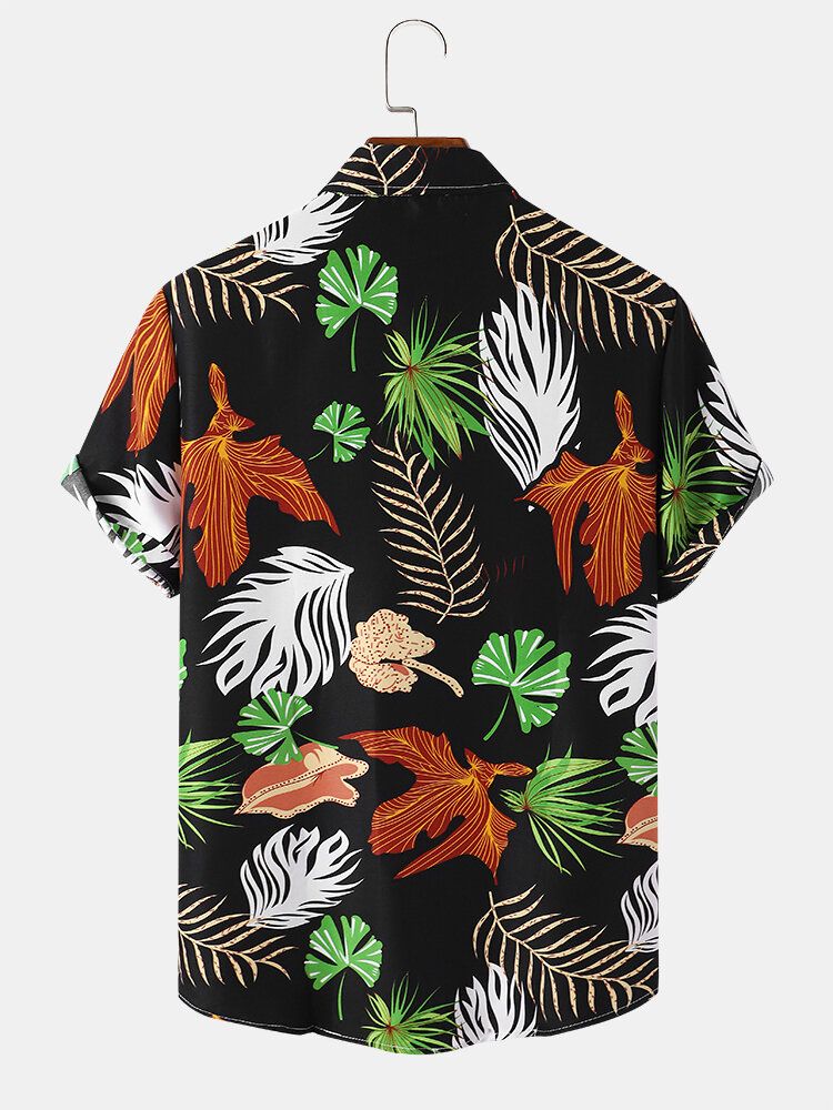 Hommes Vintage Tropical Leaf Multi Color All Matched Short Sleeve Casual Shirts