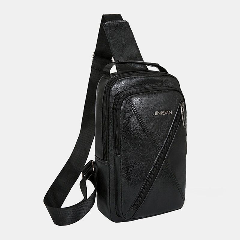 Hommes Vintage Usb Charge Conception Multi-poches Poitrine Sac Grande Capacité Résistant À L'usure Bandoulière Sac À Bandoulière