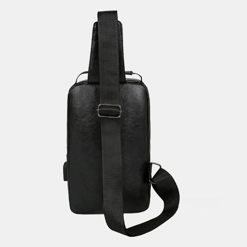 Hommes Vintage Usb Charge Conception Multi-poches Poitrine Sac Grande Capacité Résistant À L'usure Bandoulière Sac À Bandoulière