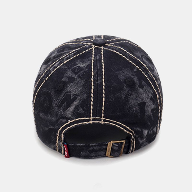 Hommes Washed Denim Dark Pattern Lettre Broderie Fashion Sunscreen Baseball Cap