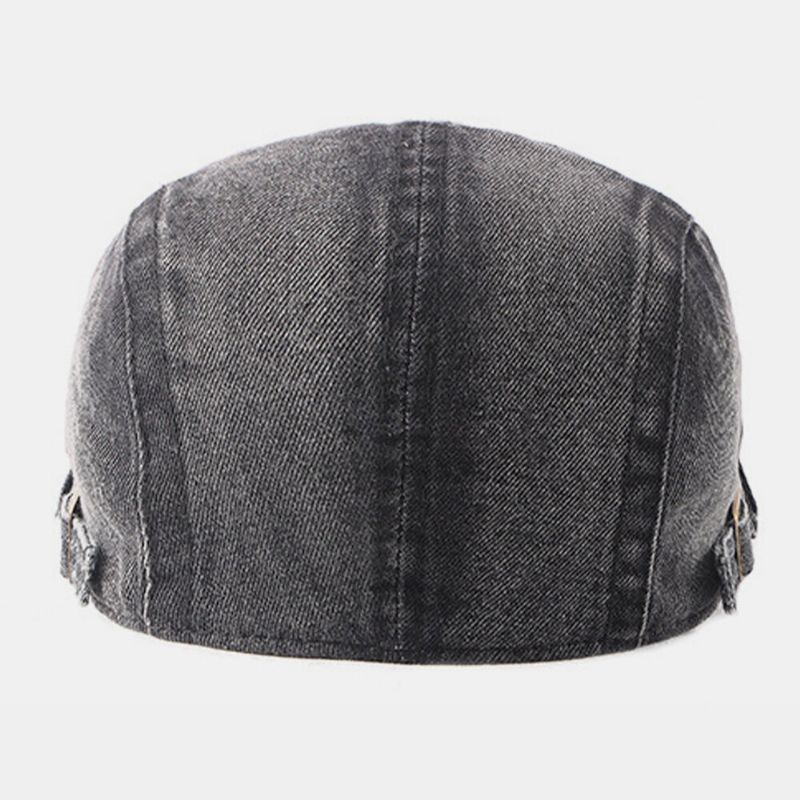 Hommes Washed Denim Made-old Casual Retro Driver Flat Hat Forward Hat Beret Hat