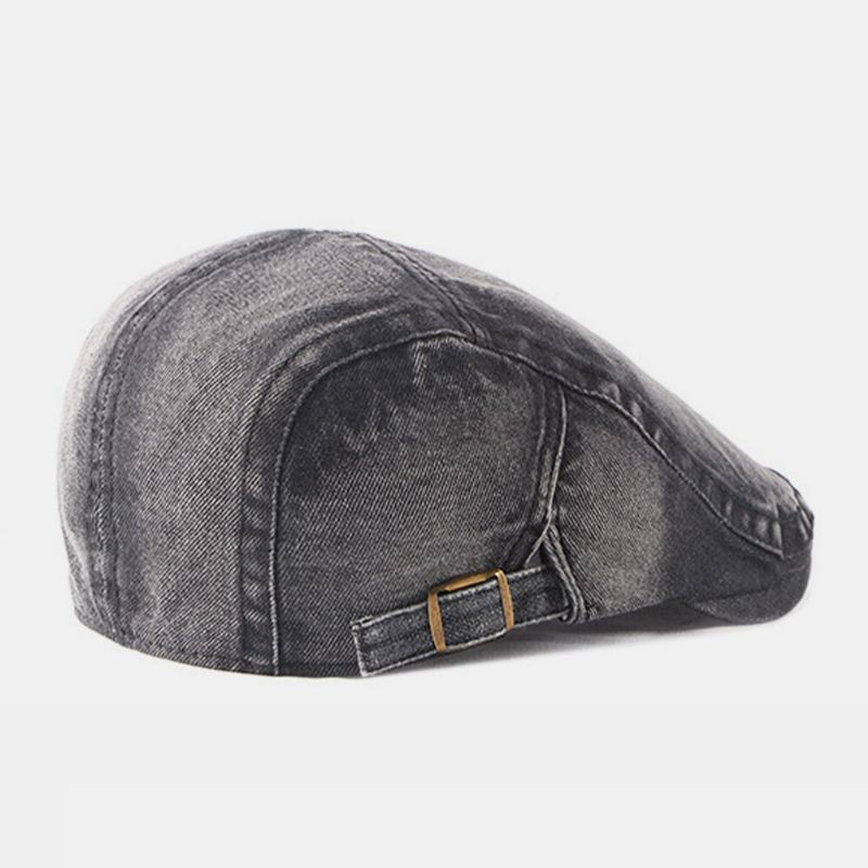 Hommes Washed Denim Made-old Casual Retro Driver Flat Hat Forward Hat Beret Hat