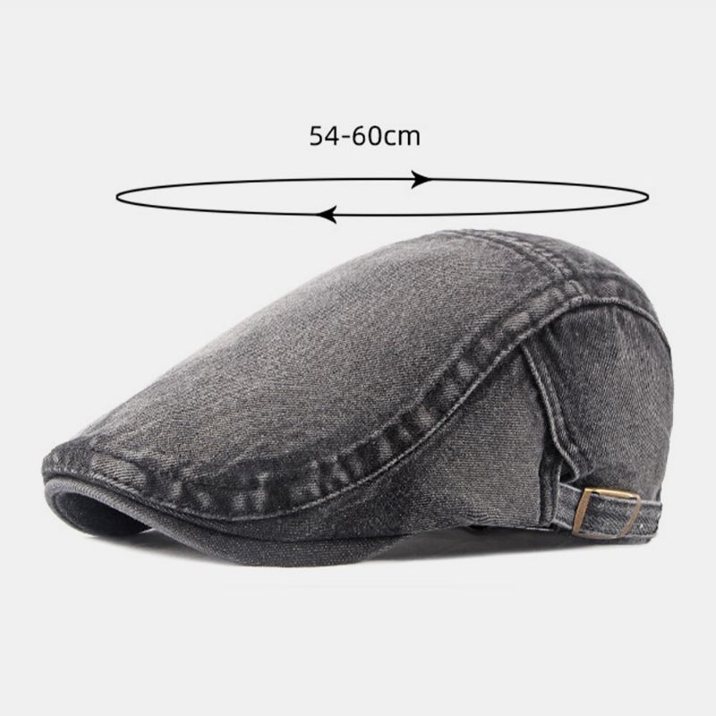 Hommes Washed Denim Made-old Casual Retro Driver Flat Hat Forward Hat Beret Hat