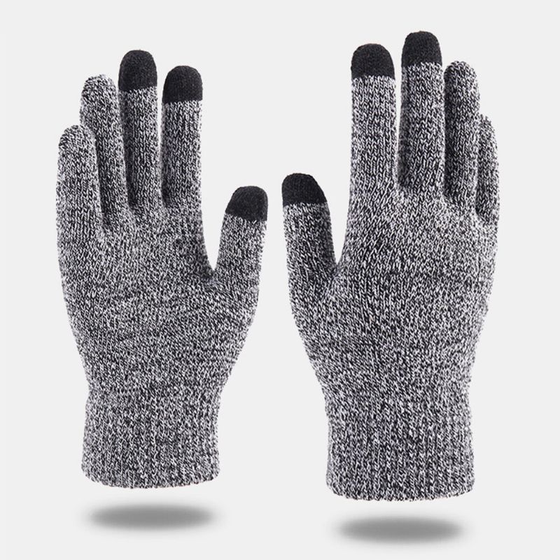 Hommes Winter Cool Protection Gants Tricotés En Laine Chauds À Doigts Complets Épaissir Plus Velours Gants De Gymnastique Thermiques À Écran Tactile À Trois Doigts